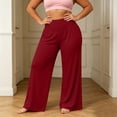 thumbnail image 3 of Lmueinov Womens Wide Leg Pants High Wide Elastic Waist Soft Lounge Trousers Lightweight Full Length Pants For Yoga Pilates Workout Sleep Outfit, 3 of 5