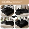thumbnail image 3 of Walsunny Modular Sectional Sofa Couch with Chaise, No Assembly Foam Couch, Deep Seat Corduroy Sofa, Convertible L Shaped Cloud Couch for Living Room Apartment, Black, 3 of 8