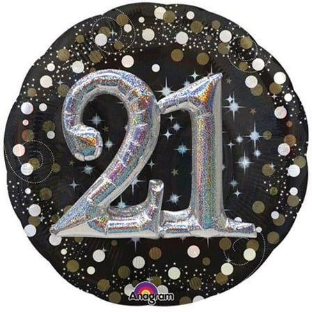 Loftus International A3-4512 36 in. Sparkling Birthday 21 Holographic Multi-Balloon
