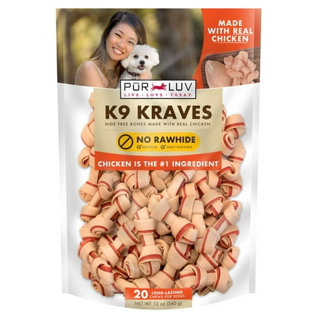 UPC: 0818145019364 | PUR LUV K9 Kraves Chicken Mini Bone Treats for Dogs  20 Count