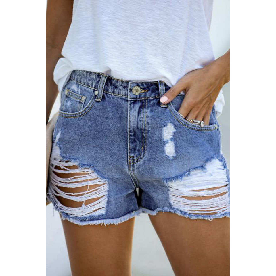high rise distressed jean shorts