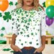 thumbnail image 1 of TaTaai Women's Fashion St. Patrick's Day Unstructured Print Loose Casual Round Neck 3/4 Sleeve T-Shirt Pullover Gift, 1 of 6