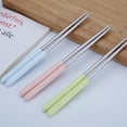 thumbnail image 4 of Stainless Steel Chopsticks Spoon Fork Cutlery Set Ceramic Tableware Set Portable with Case for Travel Home Camping Blue, 4 of 8