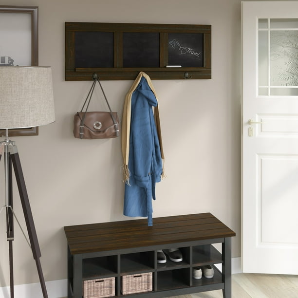 Twin Star Home™ 6 Hook Hanging Hall Tree with Chalkboards, Saw Cut