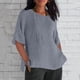 thumbnail image 2 of Vestidos Casuales Para Mujer, Blusas De Mujer De Moda Blusa holgada de cuello redondo de color liso para mujer, camisa informal de media manga para el trabajo, túnica, 2 of 4