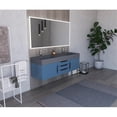 thumbnail image 5 of Amazon 60" Blue Wood Floating Vanity with Gray Top and Black Trim, 5 of 11