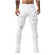 thumbnail image 2 of Pantalones largos para hombre, casuales, de moda, con parches perforados, bolsillos brillantes, color sólido, elásticos, ajustados, de pierna pequeña, pantalones de mezclilla para hombre., 2 of 9