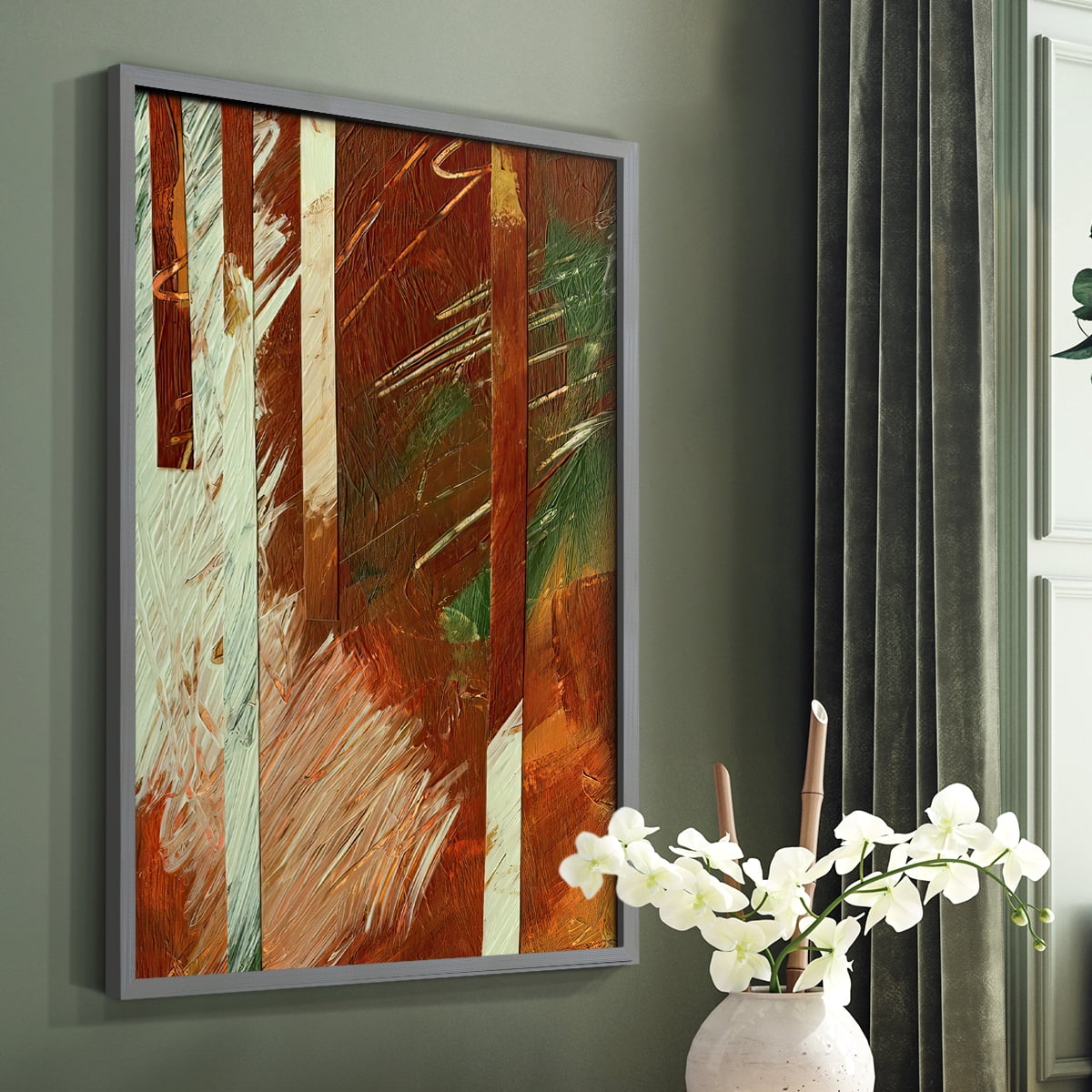Wheaten II Framed Print in Gray Solid Wood 22 x 28 Framed Print