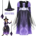 thumbnail image 4 of Disfraz de bruja Spooktacular Creations, disfraz de bruja, ropa de carnaval, disfraz de Halloween de 2 piezas, conjunto de lujo para niñas, 4 of 5