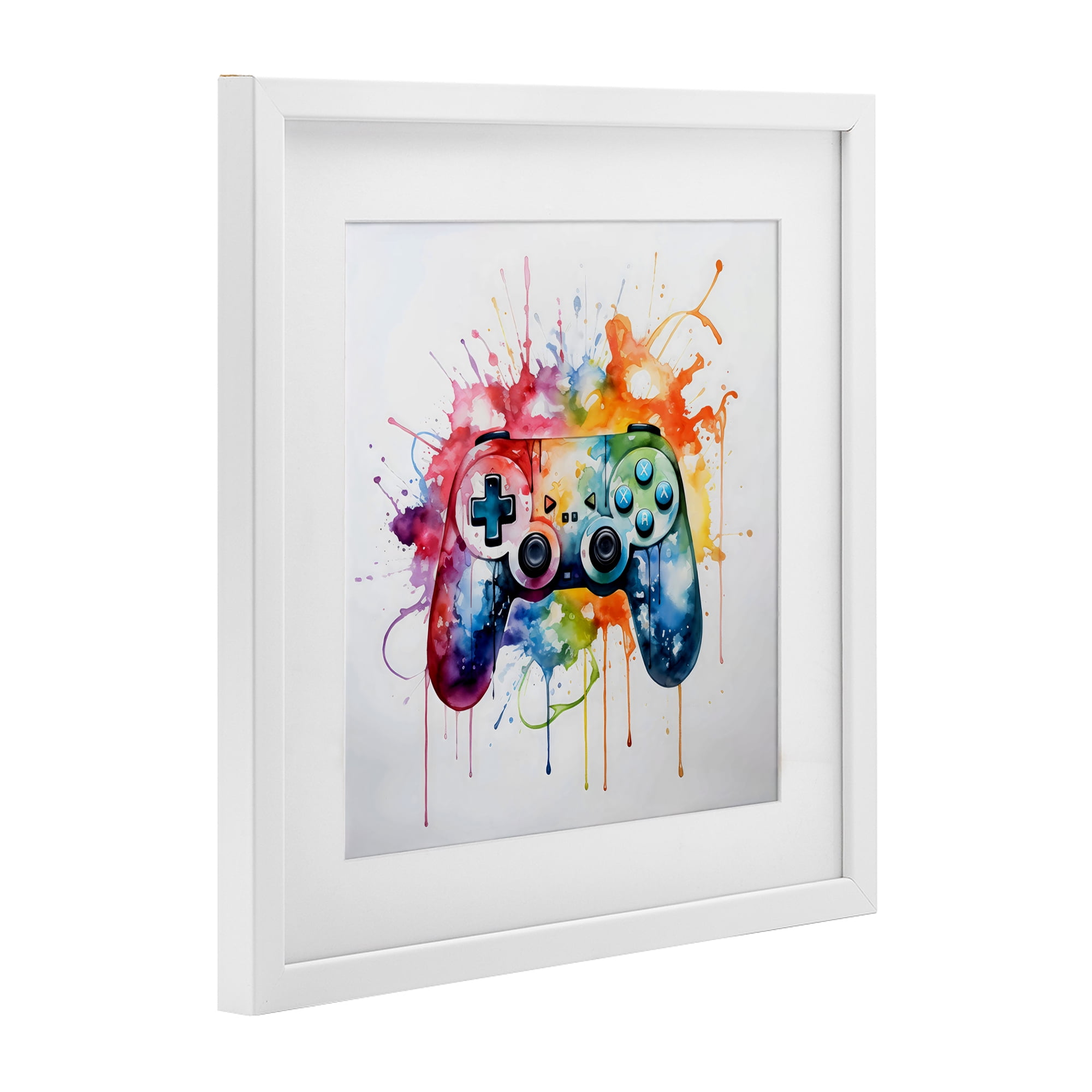 Stupell Industries Colors of Gaming Splatter White Framed Print Under Glass, design by Creative Studio