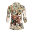 thumbnail image 3 of Uorisanigo Mandala Horse Women's Golf Shirt Soft Polyester Spandex Fabric Women's 3/4 Sleeve Athletic Golf Shirts Comfortable Fashion Zip Up Collar Tennis Tops Outing Wear Size S, 3 of 7