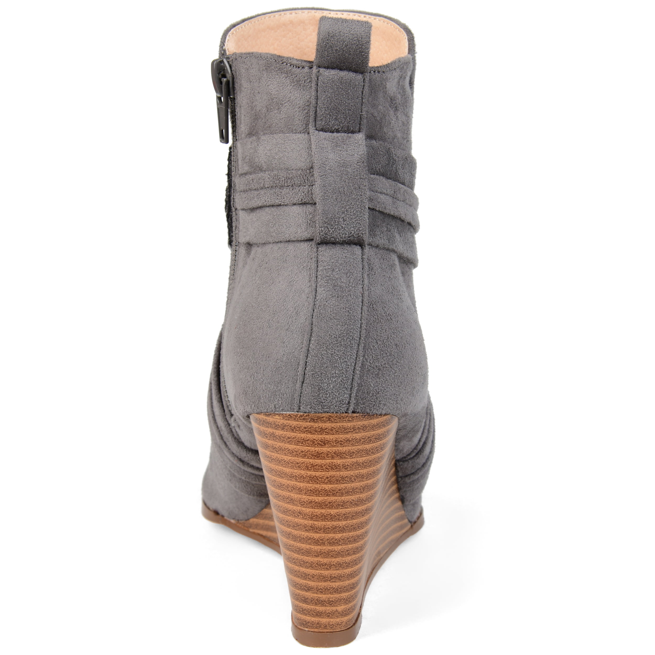 Journee Womens Sabeena Inside Zip Open Toe Wedge Booties