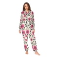 thumbnail image 2 of FORMRS Onesies Pajama for Adults Unisex Hoodie Winter Jumpsuit One Piece Sleepwear, Sizes S-2XL, Pink Flowers, 2 of 7