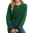 thumbnail image 4 of KIHOUT Hauts pour Femmes Printemps Hiver Mode Couleur Unie Col Rond Pull Manches Longues Chandails en Molleton Amples, 4 of 8