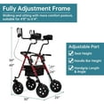 thumbnail image 2 of ELENKER Upright Rollator Walker, All-Terrain Stand up Rolling Walker with 10" PU Wheels for Seniors Red, 2 of 6
