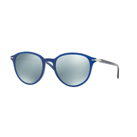 Persol PO 3169S 1051/30 Blue Green / Mirror Silver Plastic Oval Sunglasses NIB