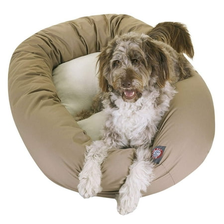 UPC: 0788995612551 | Majestic Pet Solid Poly/Cotton Sherpa Bagel Dog Bed Spine Support Bolster Machine Washable