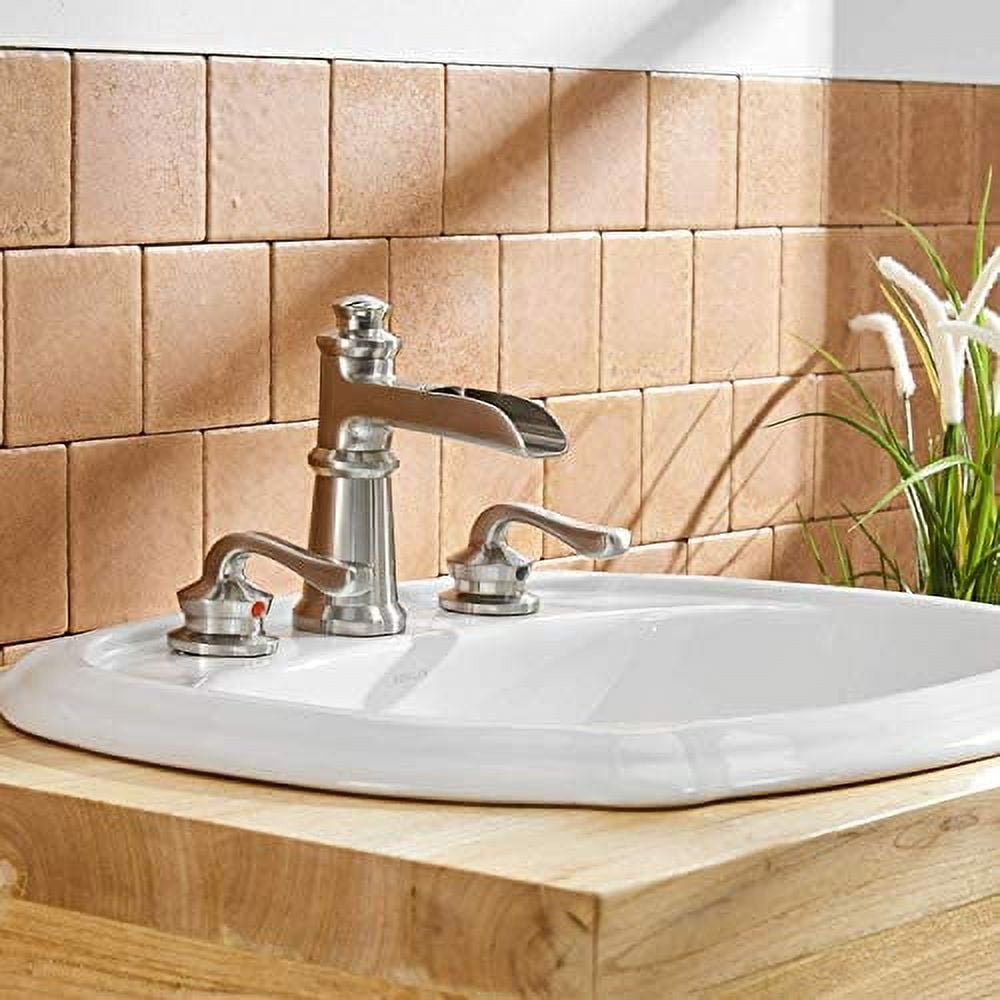 BWE Waterfall 8-16 Inch 3 Holes Two Handle Brushed Nickel Widespread Commercial Bathroom Sink Faucet