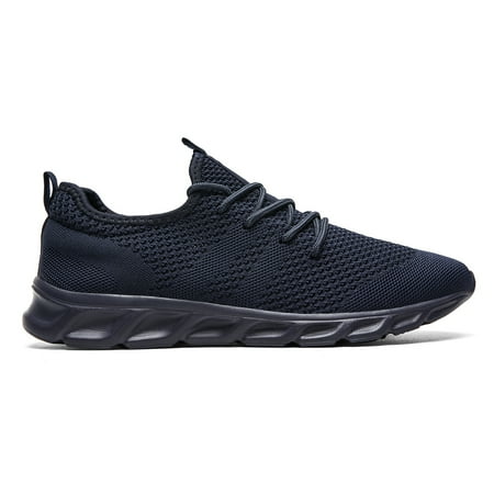 Mens Shoes Casual Sneakers Low Top Walking Shoes Breathable Mesh Sport Shoes Black Size 7