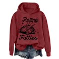 thumbnail image 4 of AJHSAKLt Graphic Hoodies Rolling Fatties Cat Hoodie Sweatshirt Pullover Hoodies For Women Wine, 4 of 4