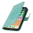 thumbnail image 6 of Flower Embossed Wallet Case for iPhone XS Max, Durable PU Leather Flip Folio Case with Card Slots Magnetic Closure Kickstand and Wrist Strap Shockproof Purse Cover for iPhone XS Max(6.5 inch),Green, 6 of 12