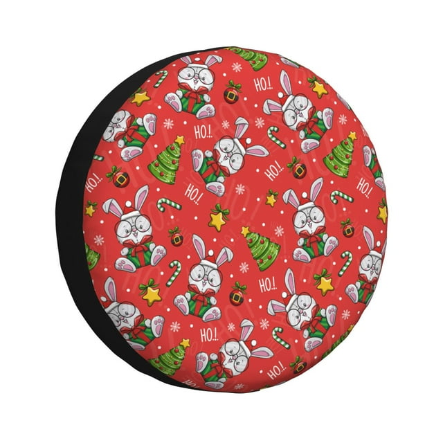 Bingfone Mignon Lapin de Noël pour Pneu de Rechange Protecteurs de Roues Universels Résistants aux Intempéries pour Véhicule Récréatif Remorque de Voyage SUV Camion-14 Pouces