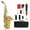 Gold, variant on Muslady Brass Golden Carve Pattern Bb Bend Althorn Soprano Saxophone Sax Pearl White Shell Buttons Wind Instrument with Case Gloves Cleaning Cloth Belt Brush