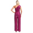thumbnail image 2 of Xnihocha Combinaison Sans Manches pour Femmes une Épaule Robe de Soirée à Sequins Robe de Soirée Rose Vif m, 2 of 7