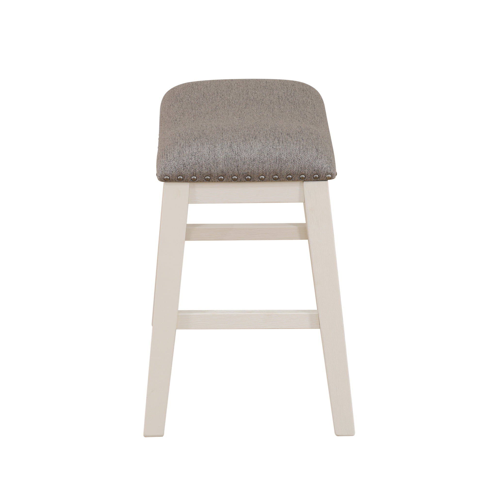 Gewnee Solid Wood 24" Counter Height Bar Stools Saddle Bar Stool,Gray