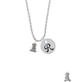 thumbnail image 2 of Delight Jewelry Silvertone Mini Teddy Bear Silvertone Script Initial Disc - R - Charm Necklace, 20"+3", 2 of 4
