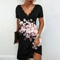 thumbnail image 2 of Robe à Manches Courtes pour Femmes Mode Décontractée Col en V Imprimé Ample Élastique Robe Courte Robe Décontractée pour Femmes, 2 of 5