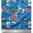 thumbnail image 1 of Soimoi Cotton Voile Fabric Stripe,Birds & Anemone Floral Print Fabric by the Yard 42 Inch Wide, 1 of 1