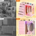 thumbnail image 2 of Aheaplus Dresser for Bedroom with Clothes Rack, 5 Drawers Dresser with Charging Station & LED Lights, Storage Chest of Drawers with Wheels, Wooden Top, Lockable Wheels, Bedroom, Closet, Pink, 2 of 7