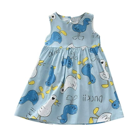 

Summer Girls Dress Casual Princess Dresses Sleeveless Floral Print Kids Cotton Beach Dress Kids Long Sleeve Shirt