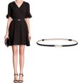 thumbnail image 1 of HAHDAXIA Ceinture Fine en Cuir Véritable pour Femmes, Boucle en Forme de Perle, Couleur Unie Dorée, 1 of 7