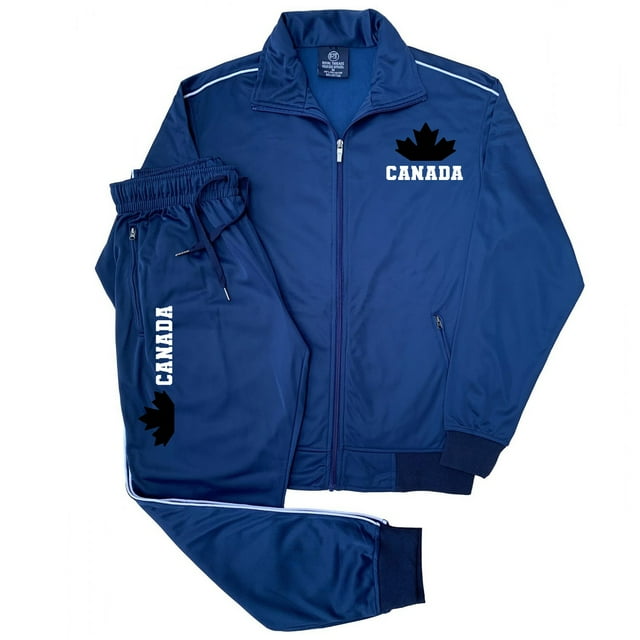 Men's Canada Print Designer Heritage Tracksuit With Track Jacket & Jogger Trackpants