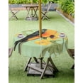 thumbnail image 4 of Fsddascl Yellow Sage Green Floral Outdoor Tablecloth - 60 Inch Round Dining Table Cover, Vintage Summer Bird Botanical Waterproof Outdoor Table Cloth with Umbrella Hole & Zipper for Picnic/Patio, 4 of 7