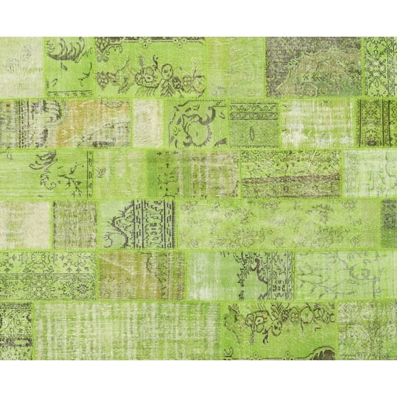 Ahgly Company Machine Washable Indoor Rectangle Contemporary Pistachio Green Area Rugs, 6' x 9'