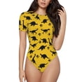 thumbnail image 2 of Uemuo Dinosaur Pattern Women's One Piece Short Sleeve Swimsuit Rash Guard Surfing Modest Quick-drying Swimsuit Beach Essentials-X-Large, 2 of 9