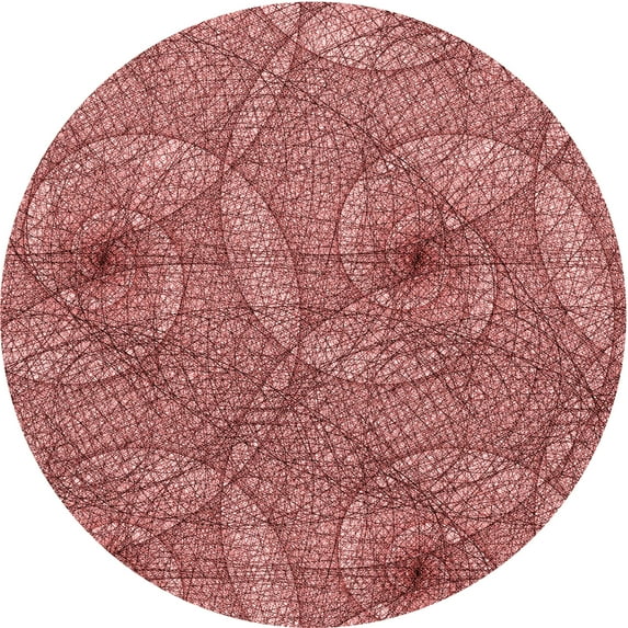 Ahgly Company Indoor Round Patterned Light Coral Pink Area Rugs, 7' Round