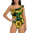 thumbnail image 2 of Picia Sunflower 1 Pattern Women's One Piece Swimsuits,One Shoulder Swimwear Asymmetric ,Ruffle Monokinis Bathing Suits,High Waisted Flattering Bathing Suits-Medium, 2 of 8