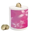 thumbnail image 2 of Hot Pink Piggy Bank, Vibrant Floral Arrangement on an Abstract Hot Pink Background Modern Design, Ceramic Coin Bank Money Box for Cash Saving, 3.6" X 3.2", Hot Pink White, by Ambesonne, 2 of 4