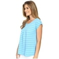 thumbnail image 2 of Mod-O-Doc Women's Tonal Tencel Stripe Short Sleeve Pleat Over Tee Clear Water T-Shirt MD (US 8-10), 2 of 3