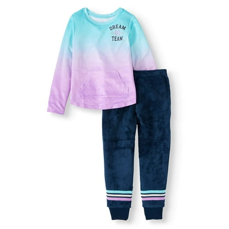 Wonder Nation Girls 2-Piece Pocket Pajama Set Sizes 4-18 & Plus