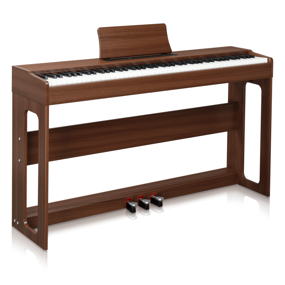 Tcbosik 88 Keys Full Weighted Keyboard Piano with Stand & Triple Pedals, Digital Piano with Headphone and Power Adapter, Black & Walnut