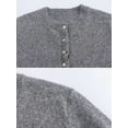 thumbnail image 2 of Women'S Cropped Cardigan Sweater Trendy Crewneck Ruffle Long Sleeve Button Down Knitwear Tops Grey S, 2 of 4
