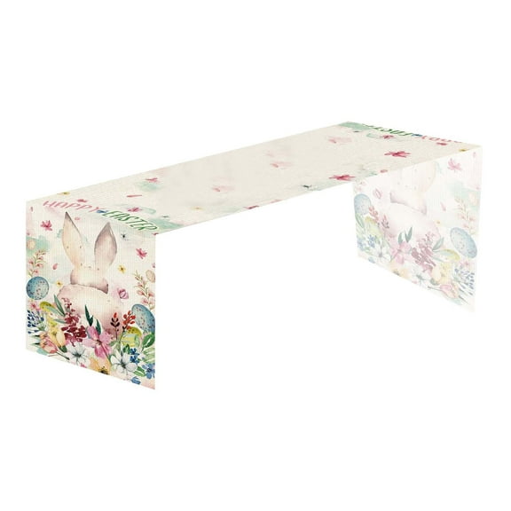 WMGHA Easter Table Runner Festive Bunny Egg Small Print Vintage Easter Decoration Linen Tablecloth Easter Home Decor Table for Oval Table,Easter Decorations For Home Tablecloth