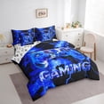 thumbnail image 3 of Manfei Gamepad Game Lovers 7-Piece Twin Bedding Sets,Teens Gaming Bedding Comforter Set,Deepblue Black Sheet Sets For Boys Kids,Ultra Soft Home Decor Reversible, 3 of 8