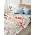 thumbnail image 5 of Red Orange Coastal Flat Sheets Only Queen Size, Soft Breathable Bed Top Sheets for Mattress, Summer Beach Starfish Coral Nautical Rustic Bedding Flat Sheets for Home Hotel Bedroom Bed Protection, 5 of 9