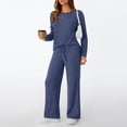 thumbnail image 5 of WTOBBY Women's Comfortable Top and Pants Loungewear Set, Soft Casual Homewear Pajama Outfit for Relaxation and Sleep, Cozy Two Piece Set,Dark Blue 2XL, 5 of 7